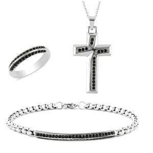 Mens Black Spinel 316L Stainless Steel Collection